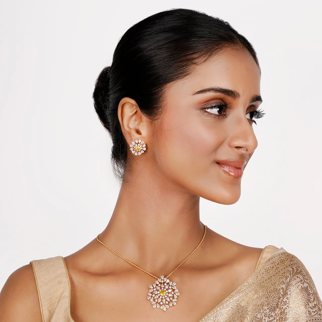 22k Gold Plated Teej Prabha Pendant Set
