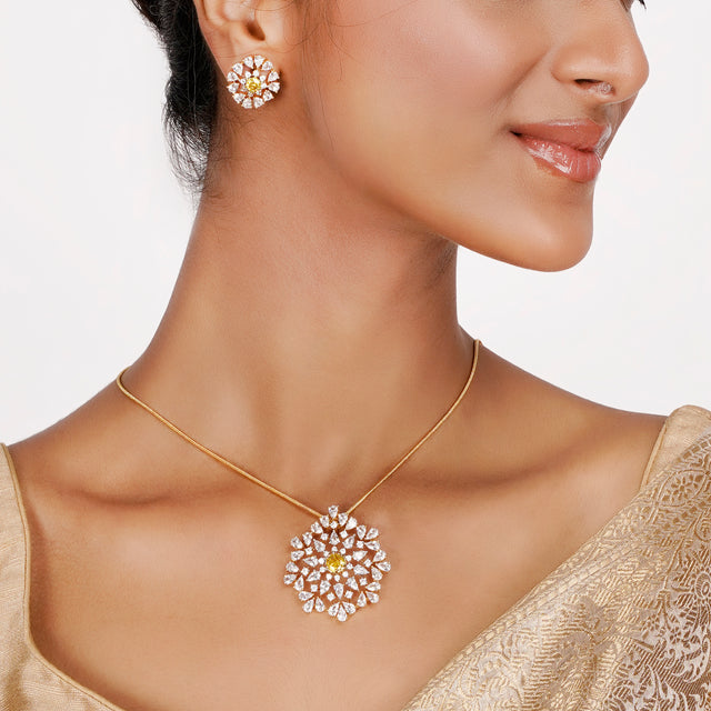 22k Gold Plated Teej Prabha Pendant Set