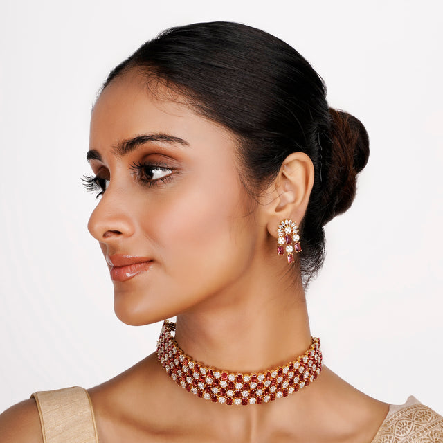 22k Gold Plated Teej Aabha Choker Set