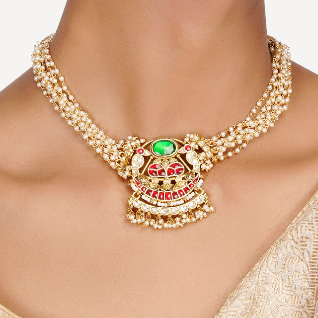 22k Gold Plated Teej Torana Pendant Set