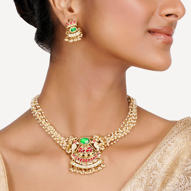 22k Gold Plated Teej Torana Pendant Set