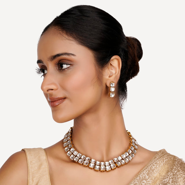 22k Gold Plated Teej Cubika Necklace Set