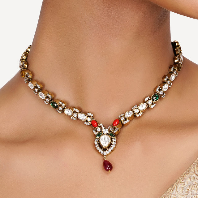 22k Gold Plated Teej Ankana Necklace Set