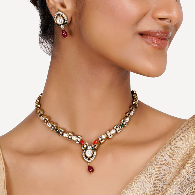 22k Gold Plated Teej Ankana Necklace Set