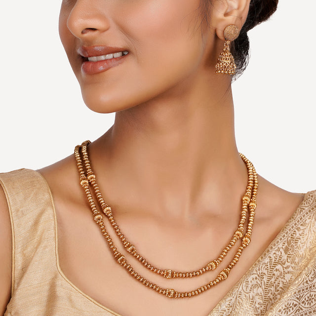 22k Gold Plated Teej Muktika Pendant Set
