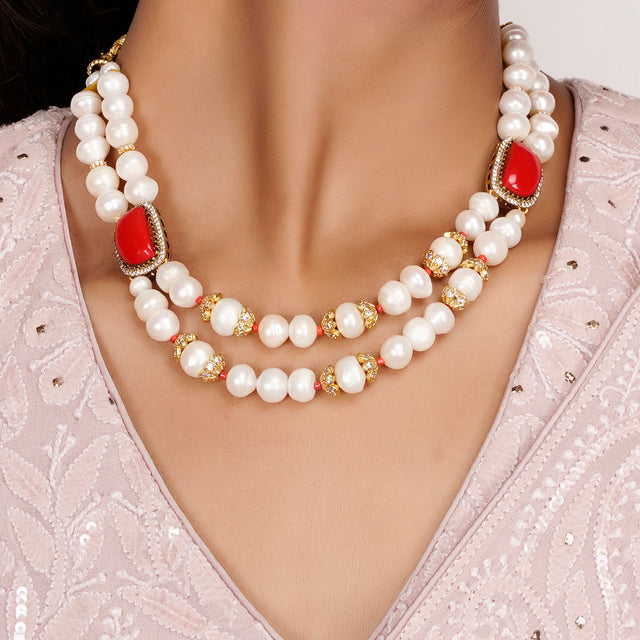 22k Gold Plated Teej Pearlette Necklace Set