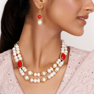 22k Gold Plated Teej Pearlette Necklace Set