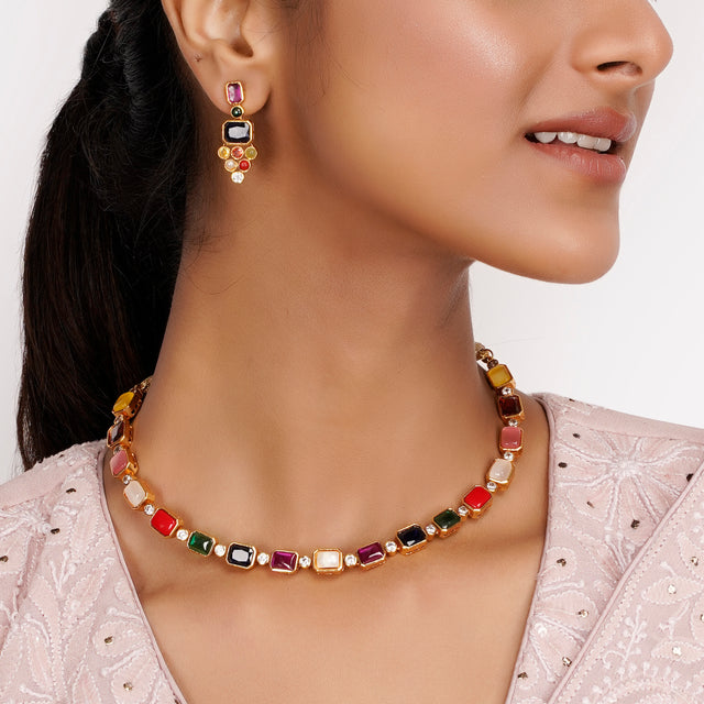 22k Gold Plated Teej Aayat Necklace Set