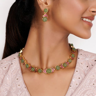 22k Gold Plated Teej Trivarti Choker Set