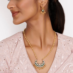 22k Gold Plated Teej Somya Pendant Set