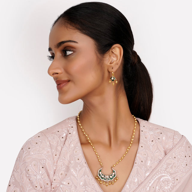 22k Gold Plated Teej Somya Pendant Set