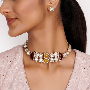 22k Gold Plated Teej Arnika Choker Set