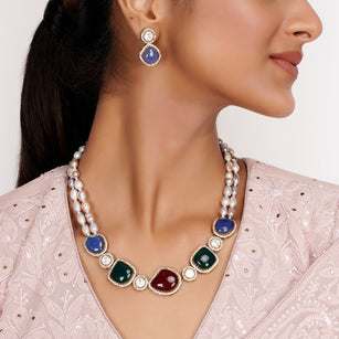 22k Gold Plated Teej Samriddhi Pendant Set