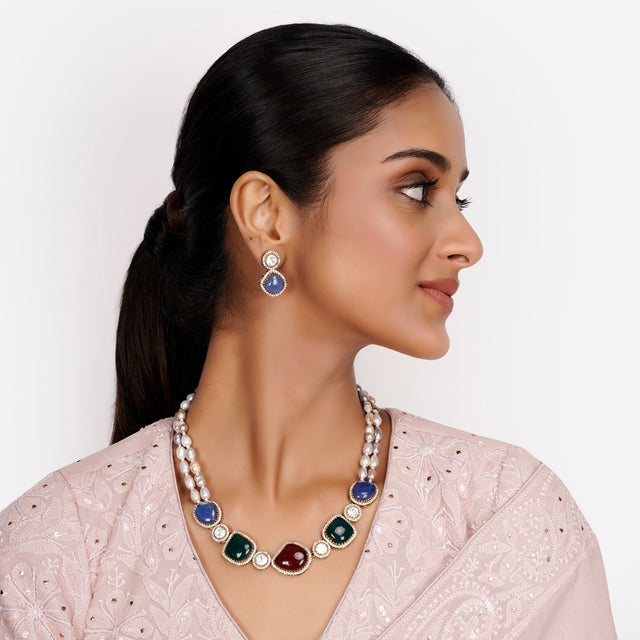22k Gold Plated Teej Samriddhi Pendant Set