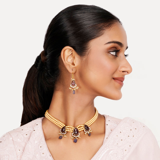 22k Gold Plated Teej Anshula Choker Set