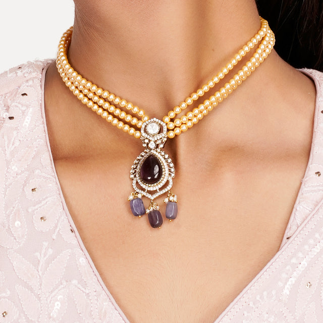22k Gold Plated Teej Tvarika Pendant Set
