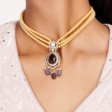 22k Gold Plated Teej Tvarika Pendant Set