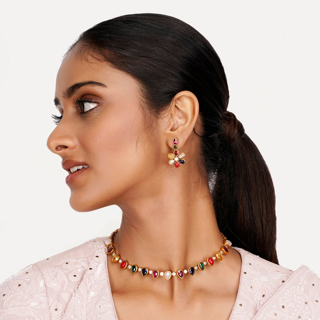 22k Gold Plated Teej Rangmala Choker Set