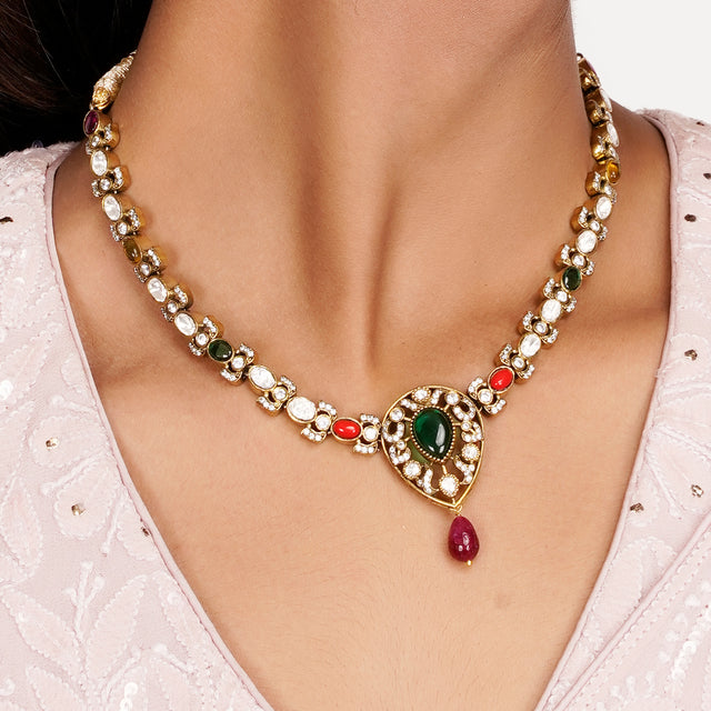 22k Gold Plated Teej Kokila Pendant Set