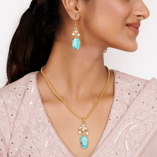 22k Gold Plated Teej Meheriya Pendant Set