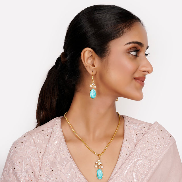 22k Gold Plated Teej Meheriya Pendant Set