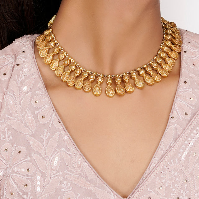 22k Gold Plated Teej Taapika Necklace Set