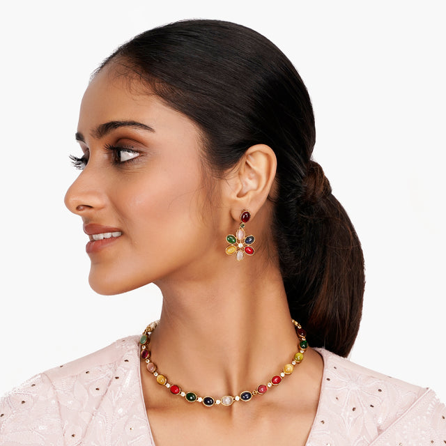 22k Gold Plated Teej Taranga Necklace Set