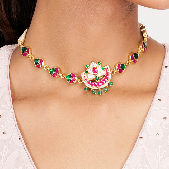 22k Gold Plated Teej Kanchuki Choker Set