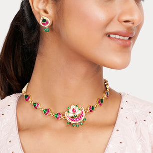 22k Gold Plated Teej Kanchuki Choker Set