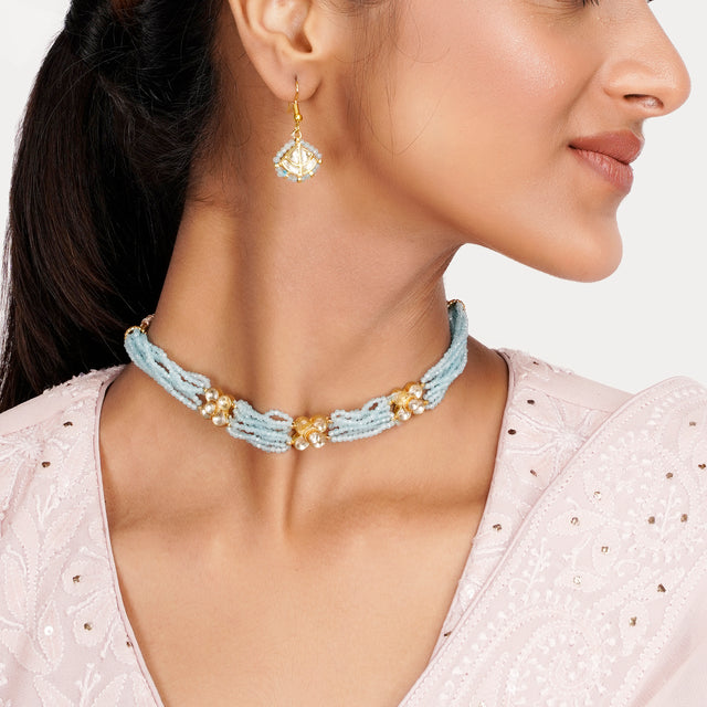 22k Gold Plated Teej Vimani Choker Set