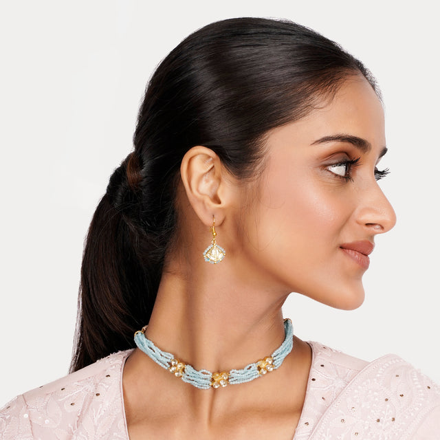 22k Gold Plated Teej Vimani Choker Set