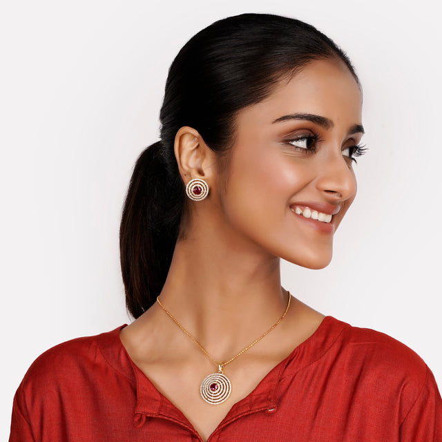 22k Gold Plated Prabha Pendant Set
