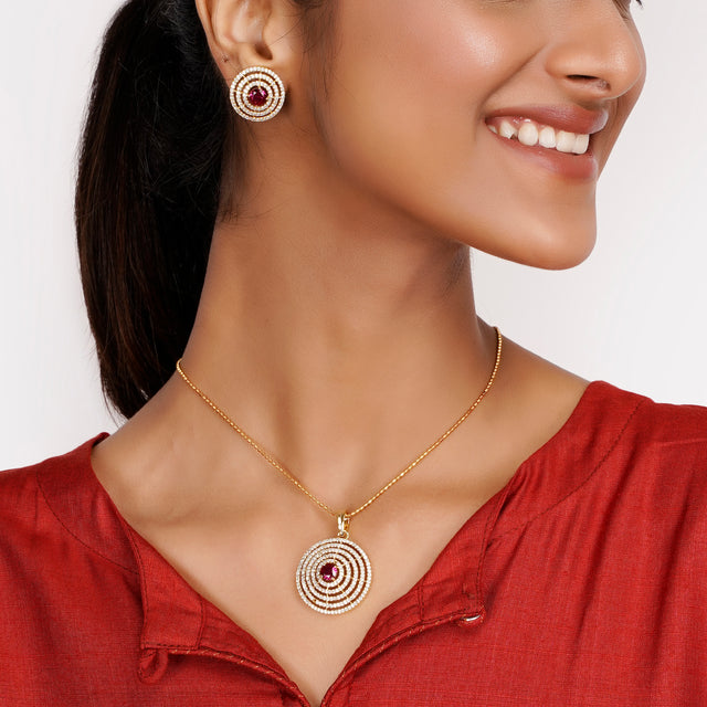 22k Gold Plated Prabha Pendant Set