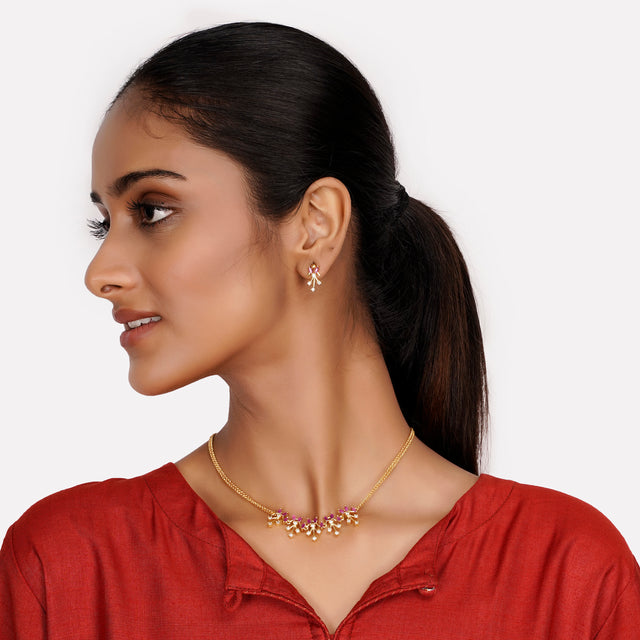22k Gold Plated Jhalar Pendant Set