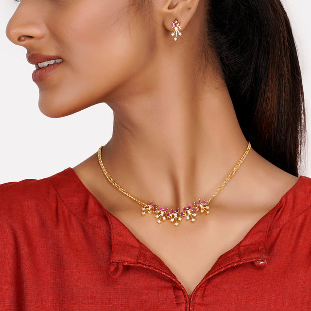 22k Gold Plated Jhalar Pendant Set