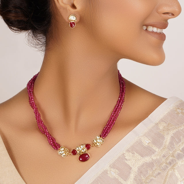 22k Gold Plated Divyam Zamira Necklace Set