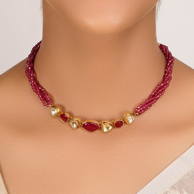 22k Gold Plated Divyam Yamira Necklace Set