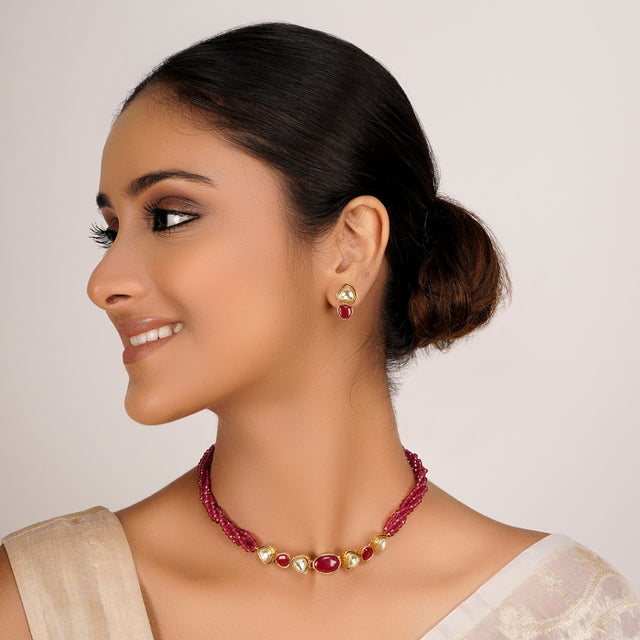 22k Gold Plated Divyam Yamira Necklace Set
