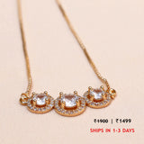 Dainty Rose Plated Zircon Tri Halo Pendant Necklace