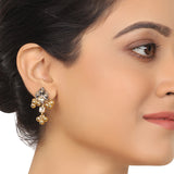 Gold & Silver Plated Mishran Cresent Kundan Pendant Set