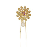 Gold Plated Zircon Flower Juda Pin