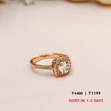 Dainty Rose Plated Zircon Halo Ring