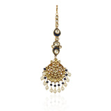 Gold Plated Kundan Blue enamel Tika