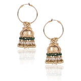 KUNDAN GREEN ONYX JHUMKI EARRINGS