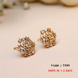 Dainty Rose Plated  Zircon Stellar Earrings