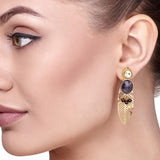 Tourmaline Kundan Leaf Earring