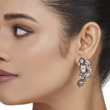 Paisley Kundan Silver Stud Earring