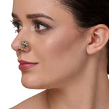GOLD SILVER PLATED SARGAM WHITE KUNDAN NOSE PIN