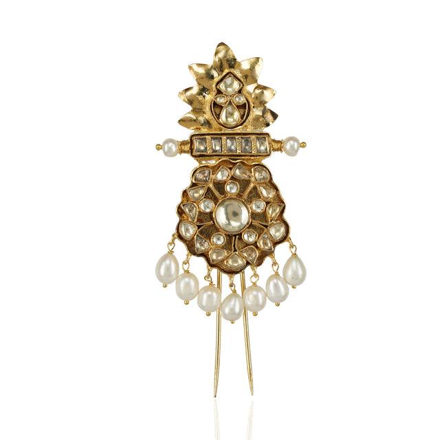 Gold Plated Kundan Juda Pin