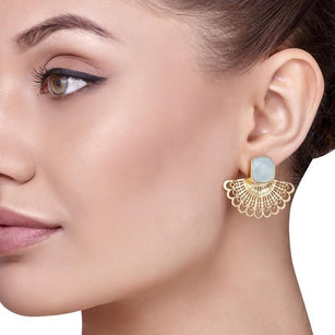 Aquamarine Wing Earring